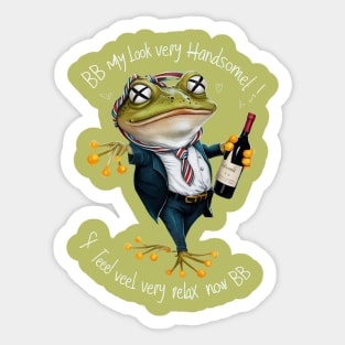 Frog Hold the Wine Bottle Sticker